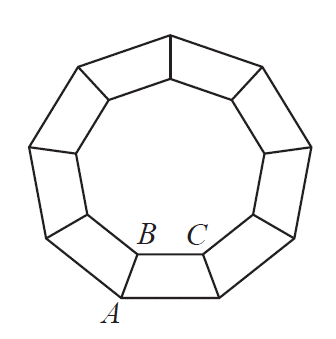 Nine trapezoids forming a ring